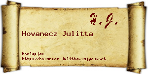 Hovanecz Julitta névjegykártya